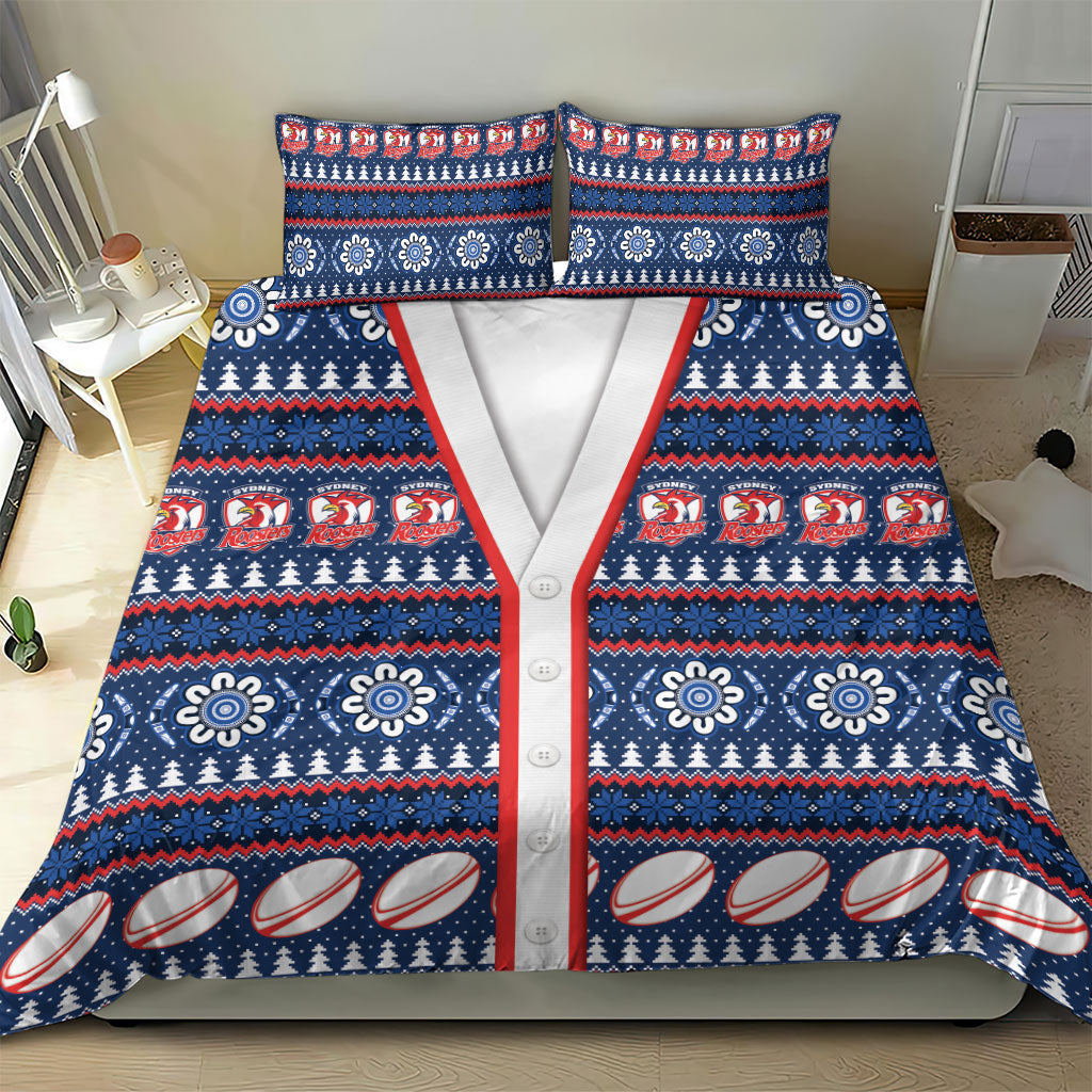 Roosters Rugby Christmas Bedding Set Aboriginal Seamless Cardigan Inspired