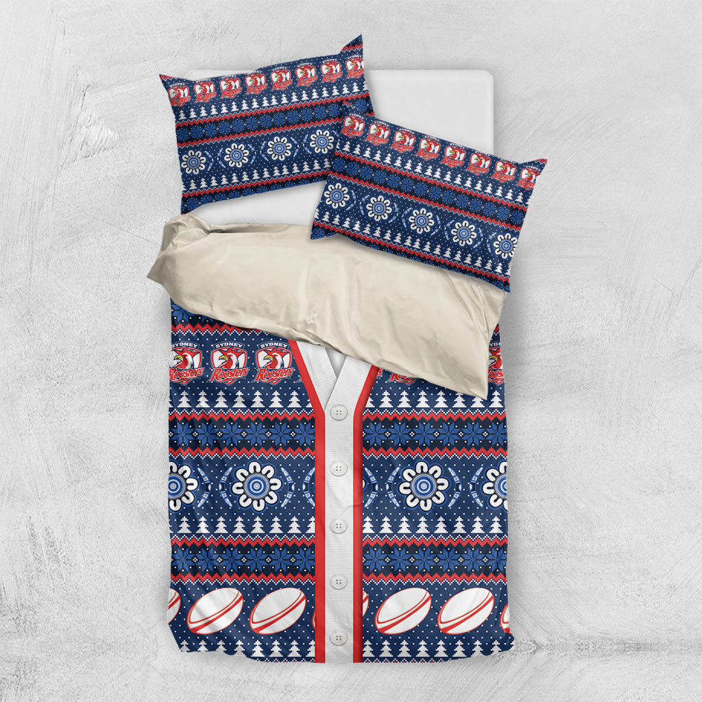 Roosters Rugby Christmas Bedding Set Aboriginal Seamless Cardigan Inspired