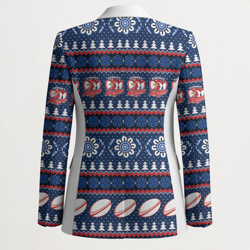 Roosters Rugby Christmas Blazer Aboriginal Seamless Cardigan Inspired