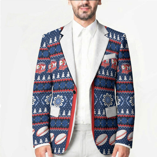 Roosters Rugby Christmas Blazer Aboriginal Seamless Cardigan Inspired