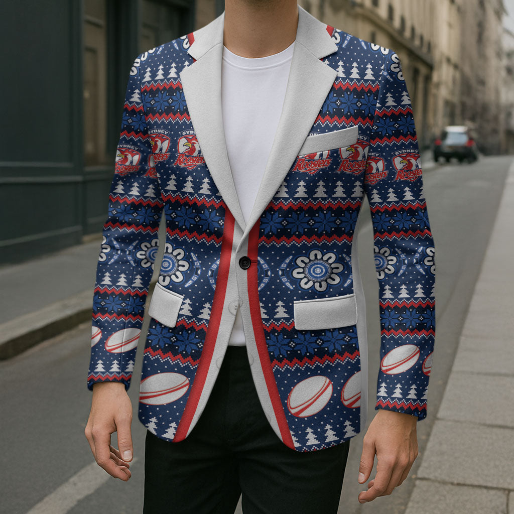 Roosters Rugby Christmas Blazer Aboriginal Seamless Cardigan Inspired