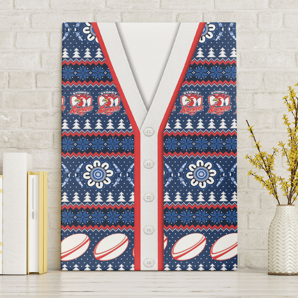 Roosters Rugby Christmas Canvas Wall Art Aboriginal Seamless Cardigan Inspired