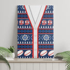 Roosters Rugby Christmas Canvas Wall Art Aboriginal Seamless Cardigan Inspired