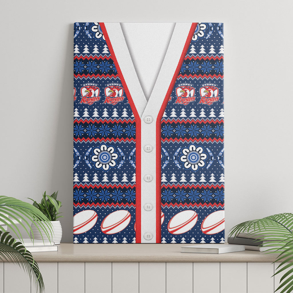 Roosters Rugby Christmas Canvas Wall Art Aboriginal Seamless Cardigan Inspired