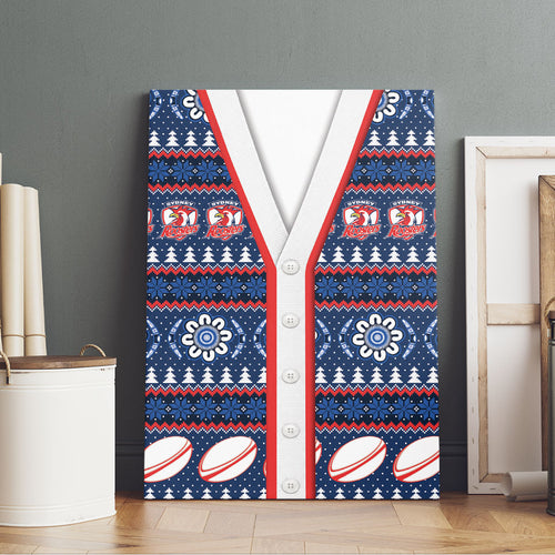 Roosters Rugby Christmas Canvas Wall Art Aboriginal Seamless Cardigan Inspired