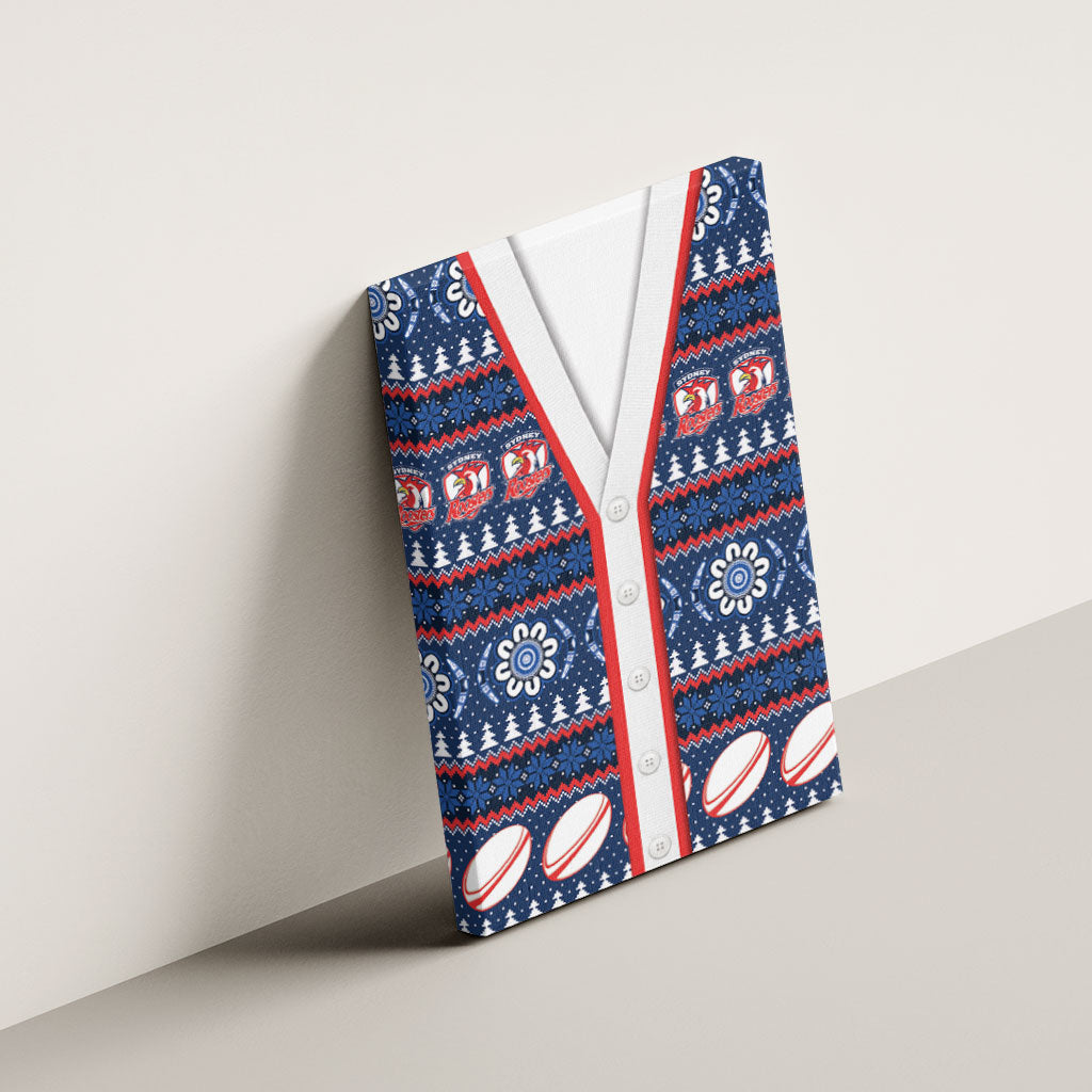 Roosters Rugby Christmas Canvas Wall Art Aboriginal Seamless Cardigan Inspired