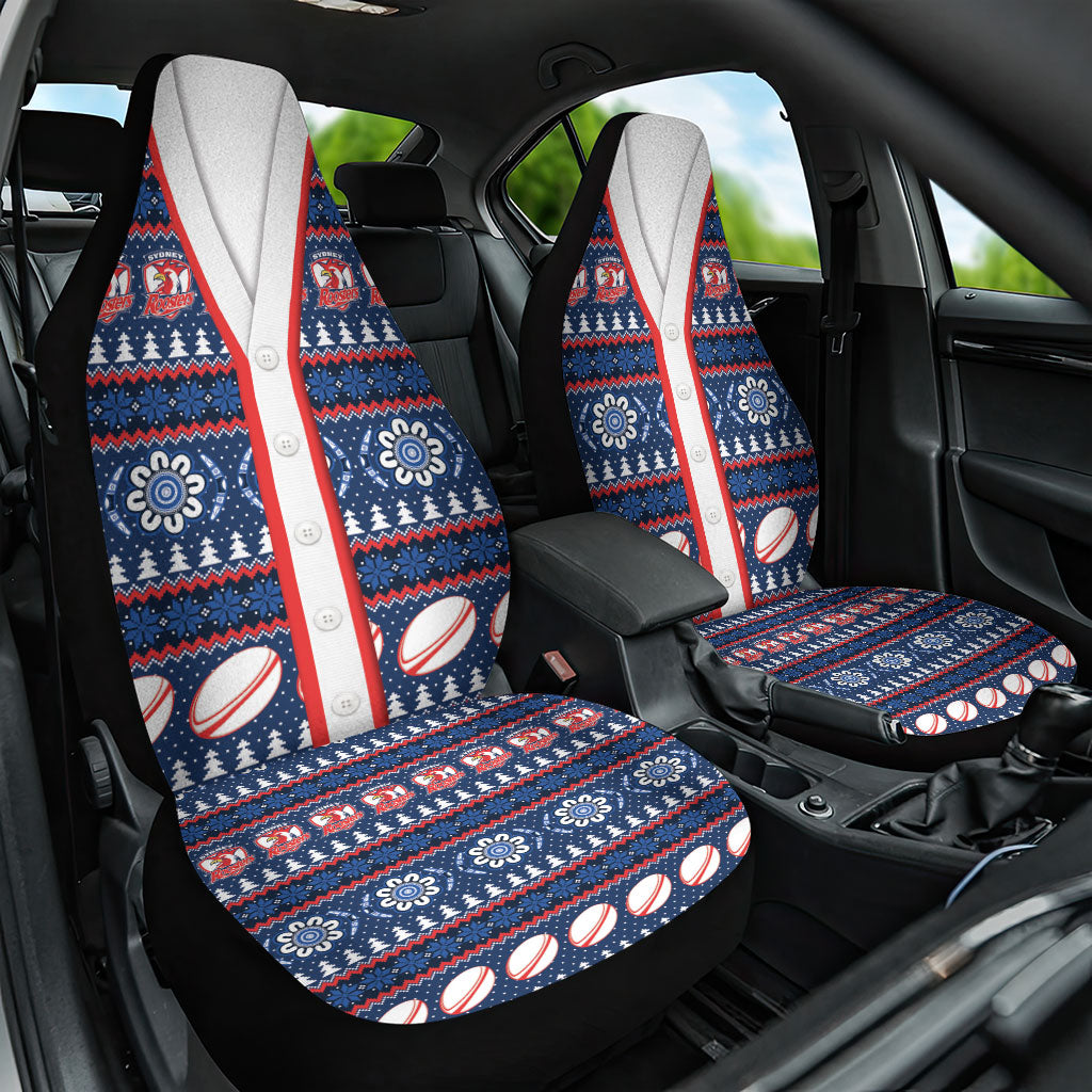 Roosters Rugby Christmas Car Seat Cover Aboriginal Seamless Cardigan Inspired