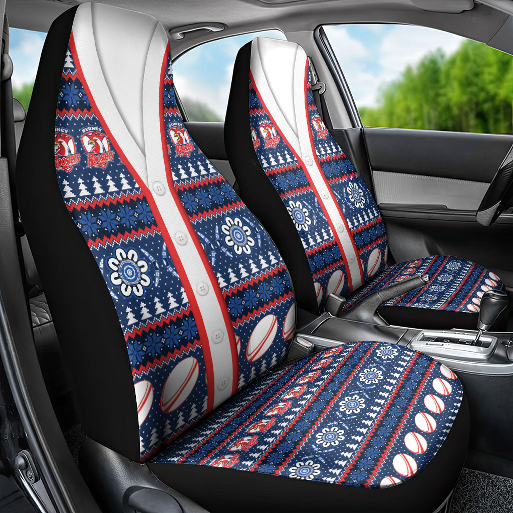 Roosters Rugby Christmas Car Seat Cover Aboriginal Seamless Cardigan Inspired