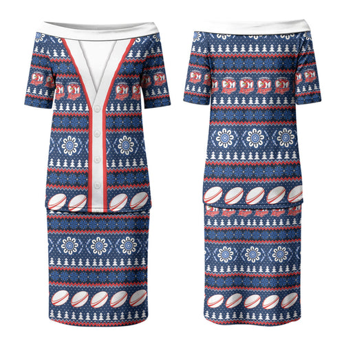 Roosters Rugby Christmas Couples Matching Puletasi and Long Sleeve Button Shirt Aboriginal Seamless Cardigan Inspired