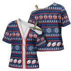 Roosters Rugby Christmas Cross Shoulder Shirt Aboriginal Seamless Cardigan Inspired