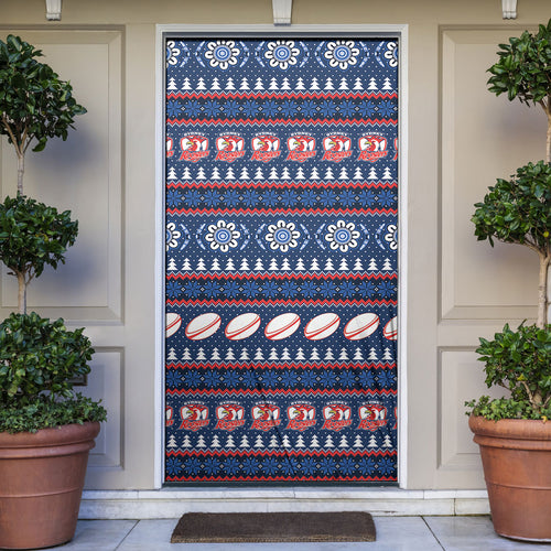 Roosters Rugby Christmas Door Cover Aboriginal Seamless Cardigan Inspired