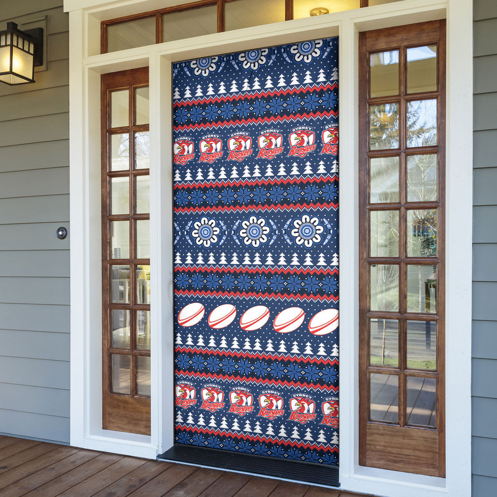 Roosters Rugby Christmas Door Cover Aboriginal Seamless Cardigan Inspired
