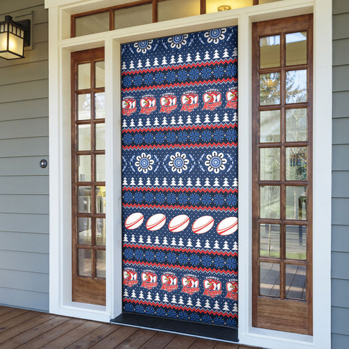 Roosters Rugby Christmas Door Cover Aboriginal Seamless Cardigan Inspired