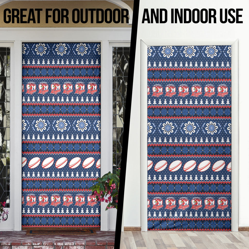 Roosters Rugby Christmas Door Cover Aboriginal Seamless Cardigan Inspired