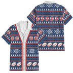 Roosters Rugby Christmas Family Matching Off The Shoulder Long Sleeve Dress and Hawaiian Shirt Aboriginal Seamless Cardigan Inspired