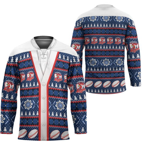 Roosters Rugby Christmas Hockey Jersey Aboriginal Seamless Cardigan Inspired
