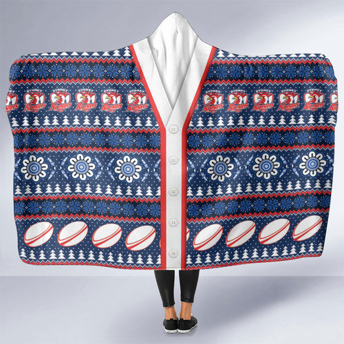 Roosters Rugby Christmas Hooded Blanket Aboriginal Seamless Cardigan Inspired