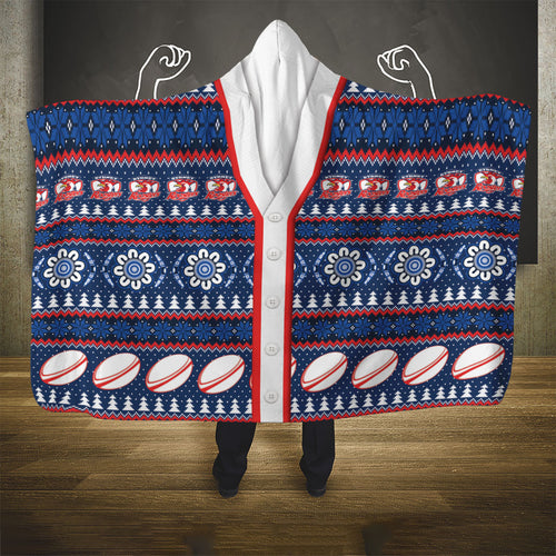 Roosters Rugby Christmas Hooded Blanket Aboriginal Seamless Cardigan Inspired
