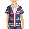 Roosters Rugby Christmas Kid Hawaiian Shirt Aboriginal Seamless Cardigan Inspired