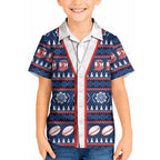 Roosters Rugby Christmas Kid Hawaiian Shirt Aboriginal Seamless Cardigan Inspired