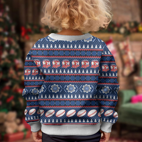 Roosters Rugby Christmas Kid Ugly Christmas Sweater Aboriginal Seamless Cardigan Inspired