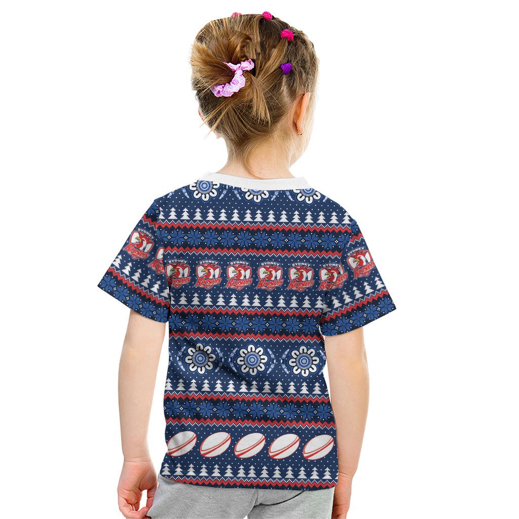 Roosters Rugby Christmas Kid T Shirt Aboriginal Seamless Cardigan Inspired