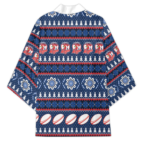 Roosters Rugby Christmas Kimono Aboriginal Seamless Cardigan Inspired
