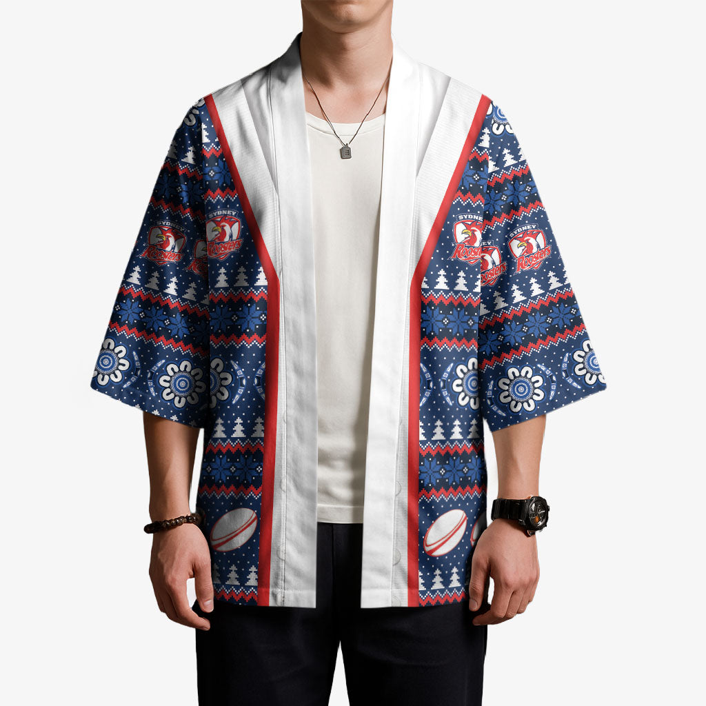 Roosters Rugby Christmas Kimono Aboriginal Seamless Cardigan Inspired