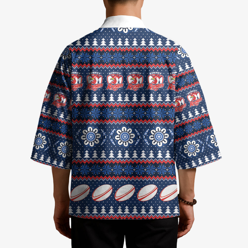 Roosters Rugby Christmas Kimono Aboriginal Seamless Cardigan Inspired