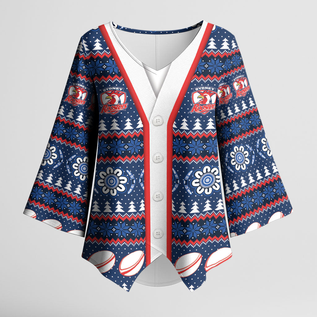 Roosters Rugby Christmas Kimono Sleeve Blouse Aboriginal Seamless Cardigan Inspired