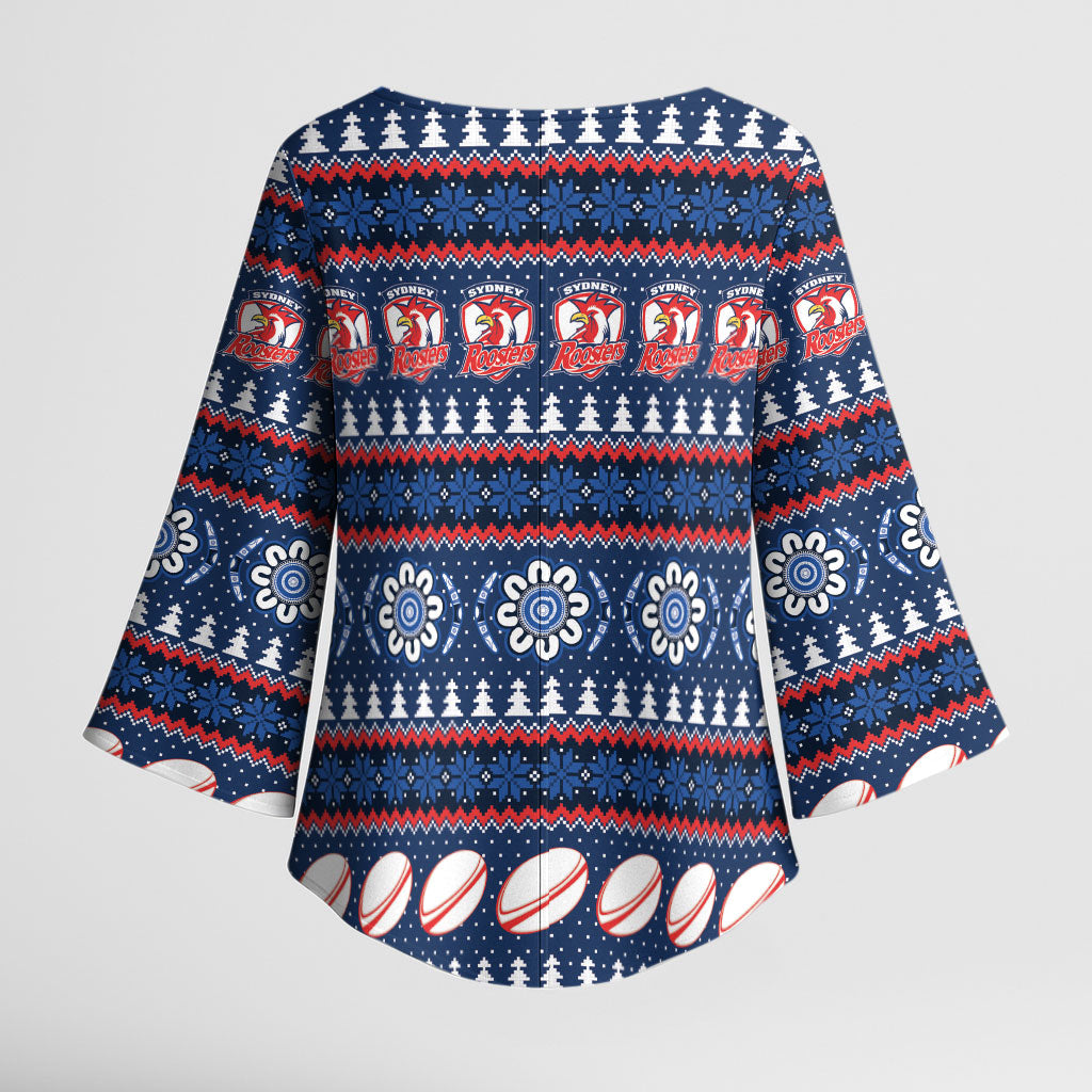 Roosters Rugby Christmas Kimono Sleeve Blouse Aboriginal Seamless Cardigan Inspired