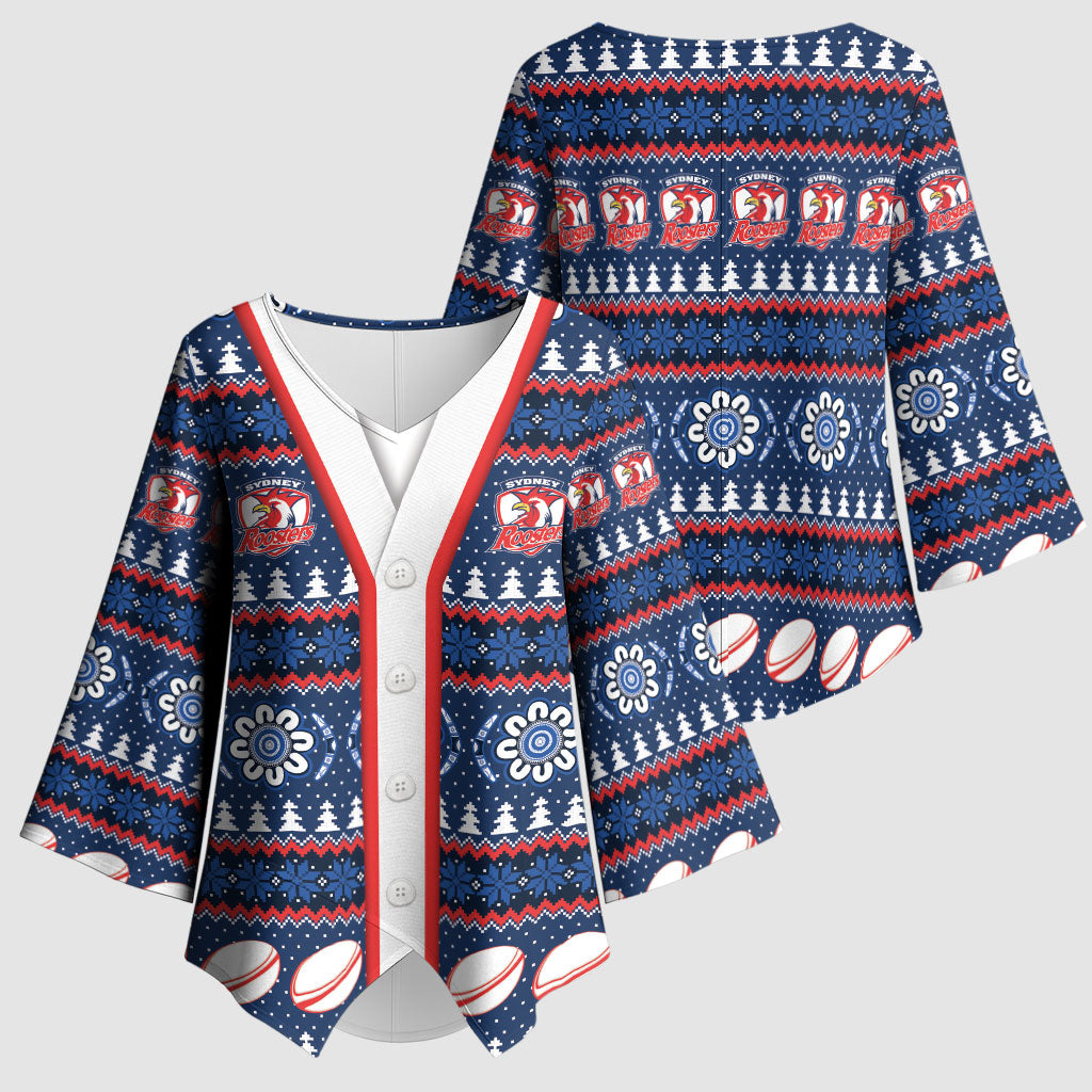 Roosters Rugby Christmas Kimono Sleeve Blouse Aboriginal Seamless Cardigan Inspired