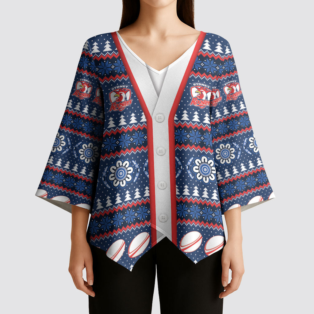 Roosters Rugby Christmas Kimono Sleeve Blouse Aboriginal Seamless Cardigan Inspired