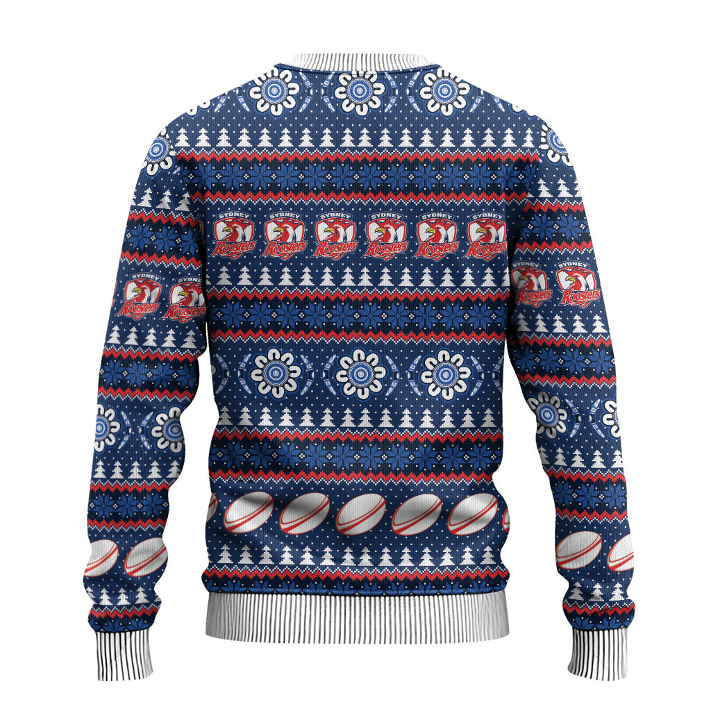 Roosters Rugby Christmas Ugly Christmas Sweater Aboriginal Seamless Cardigan Inspired