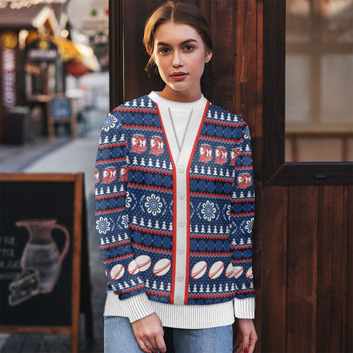 Roosters Rugby Christmas Ugly Christmas Sweater Aboriginal Seamless Cardigan Inspired