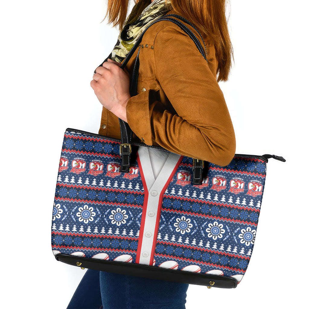Roosters Rugby Christmas Leather Tote Bag Aboriginal Seamless Cardigan Inspired