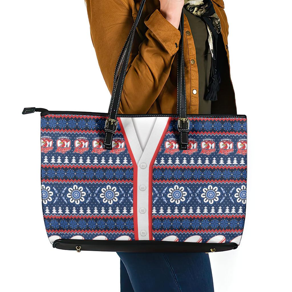 Roosters Rugby Christmas Leather Tote Bag Aboriginal Seamless Cardigan Inspired
