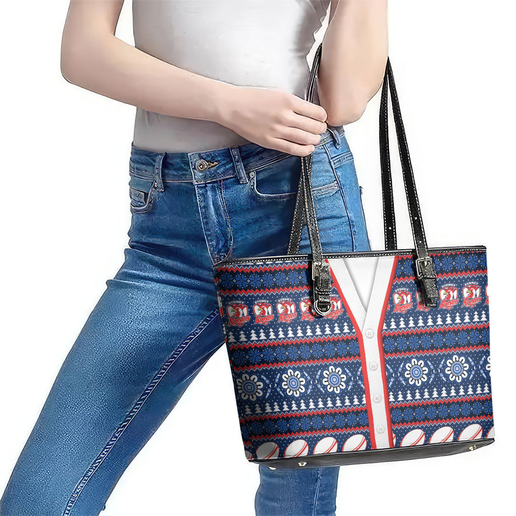 Roosters Rugby Christmas Leather Tote Bag Aboriginal Seamless Cardigan Inspired