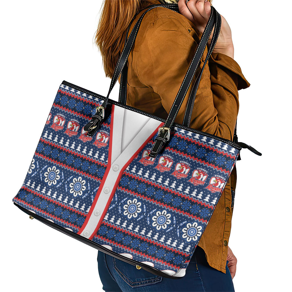 Roosters Rugby Christmas Leather Tote Bag Aboriginal Seamless Cardigan Inspired
