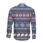 Roosters Rugby Christmas Long Sleeve Button Shirt Aboriginal Seamless Cardigan Inspired