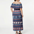 Roosters Rugby Christmas Off Shoulder Maxi Dress Aboriginal Seamless Cardigan Inspired
