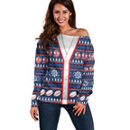 Roosters Rugby Christmas Off Shoulder Sweater Aboriginal Seamless Cardigan Inspired