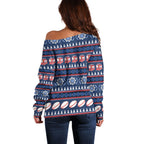 Roosters Rugby Christmas Off Shoulder Sweater Aboriginal Seamless Cardigan Inspired