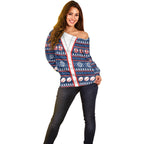 Roosters Rugby Christmas Off Shoulder Sweater Aboriginal Seamless Cardigan Inspired