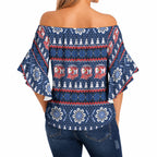 Roosters Rugby Christmas Off Shoulder Wrap Waist Top Aboriginal Seamless Cardigan Inspired
