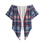 Roosters Rugby Christmas Off Shoulder Wrap Waist Top Aboriginal Seamless Cardigan Inspired