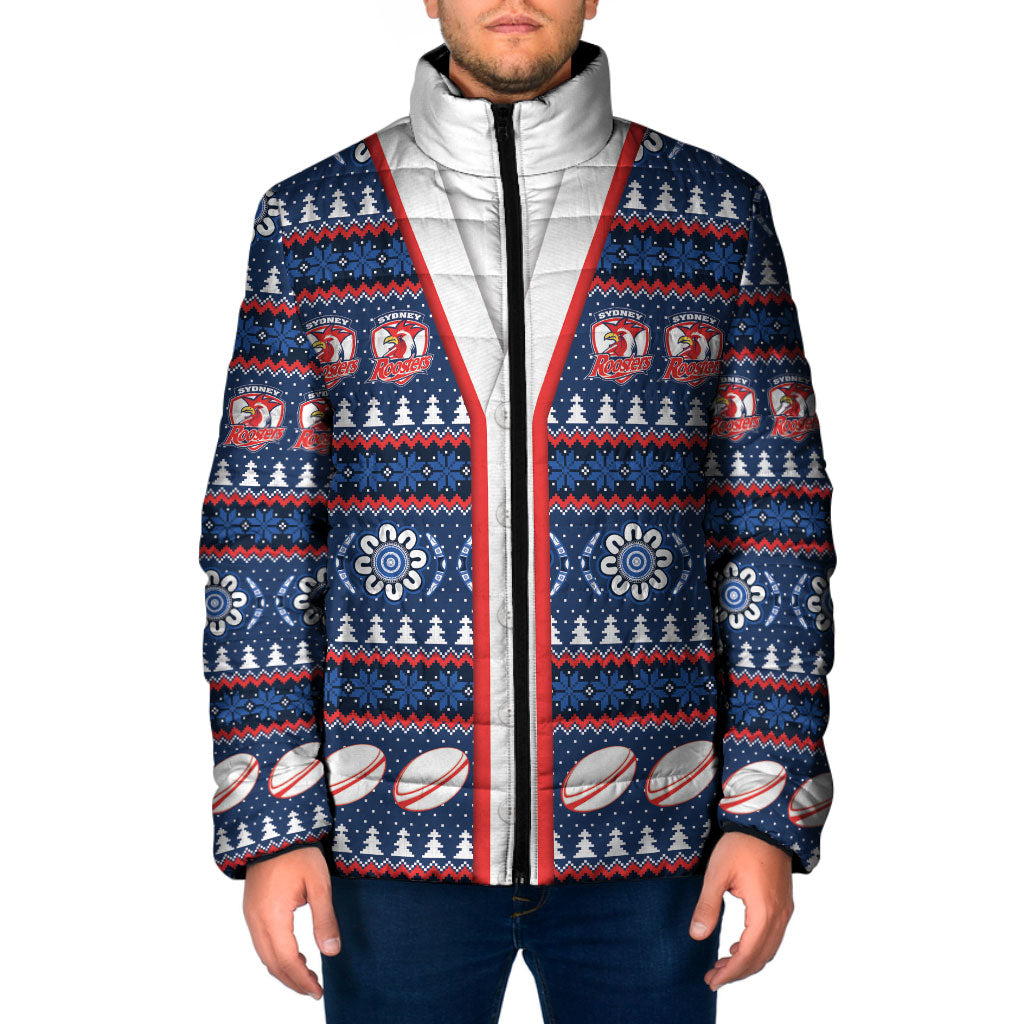 Roosters Rugby Christmas Padded Jacket Aboriginal Seamless Cardigan Inspired