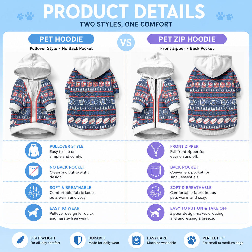 Roosters Rugby Christmas Pet Hoodie Aboriginal Seamless Cardigan Inspired