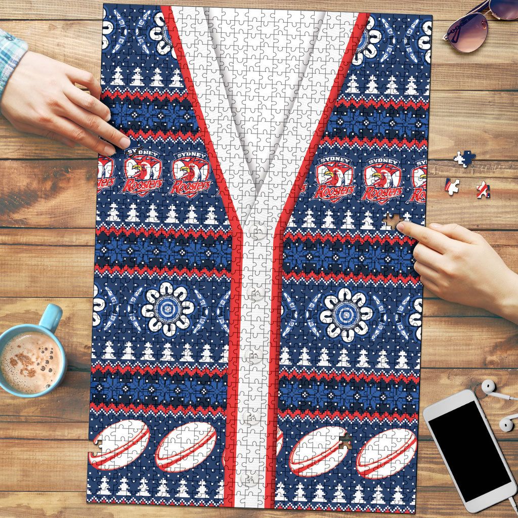 Roosters Rugby Christmas Puzzle Aboriginal Seamless Cardigan Inspired