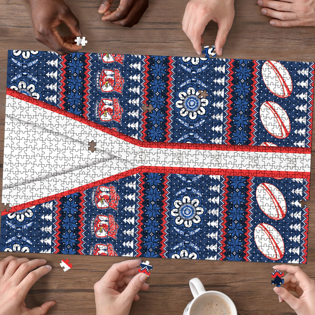 Roosters Rugby Christmas Puzzle Aboriginal Seamless Cardigan Inspired